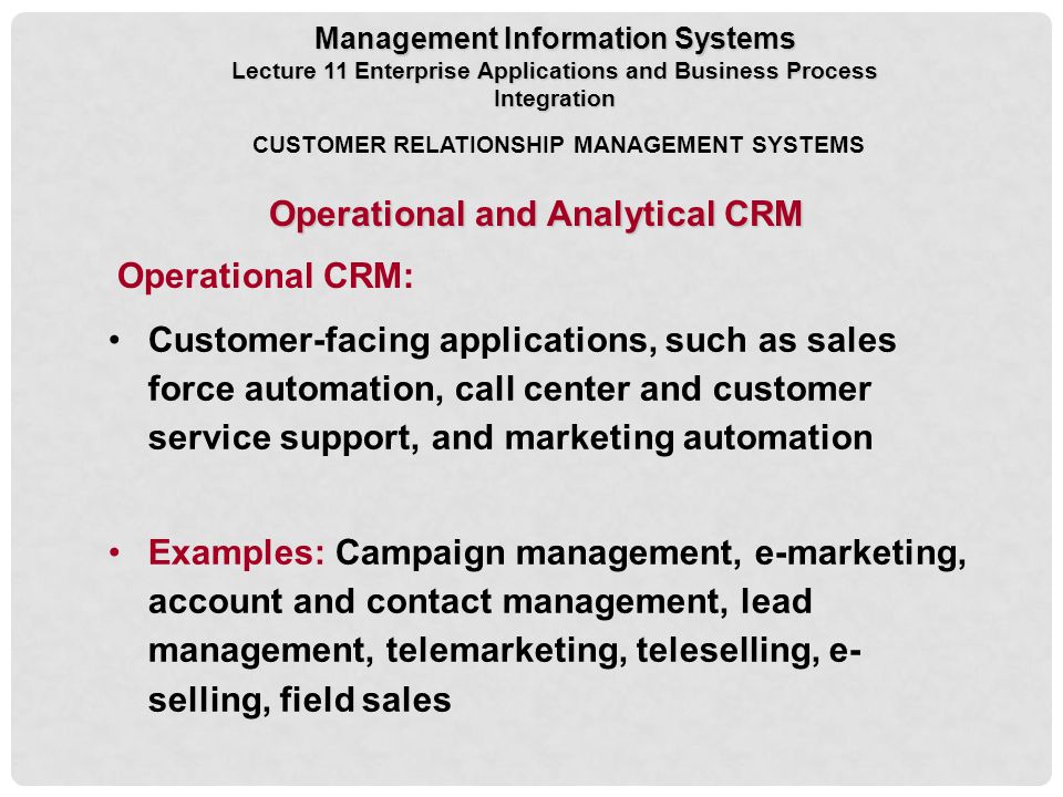 Operational and Analytical CRM