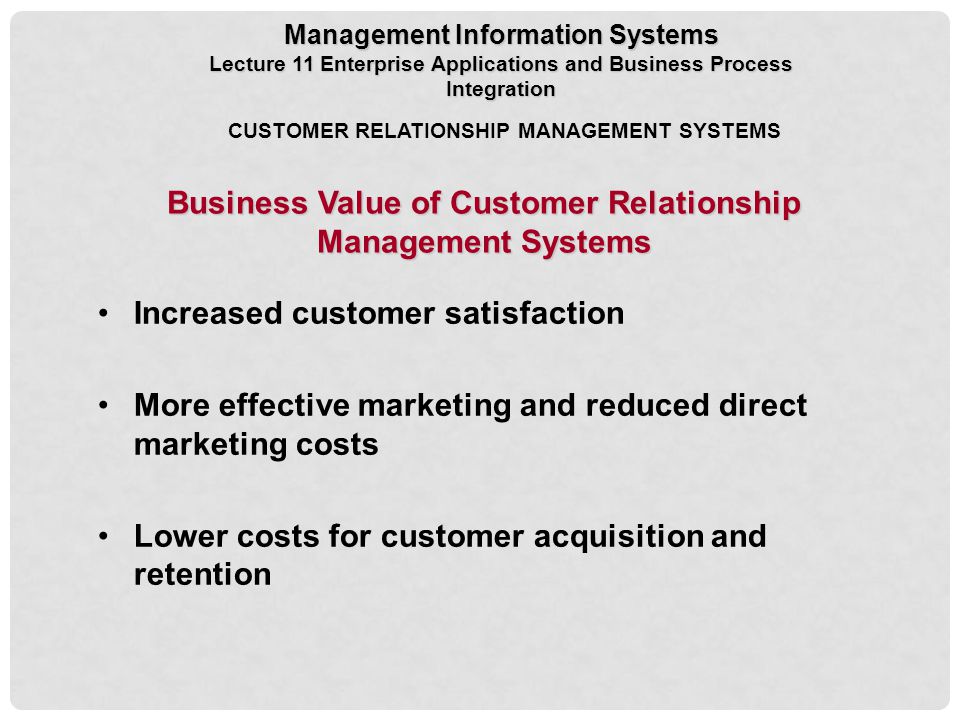 Business Value of Customer Relationship Management Systems