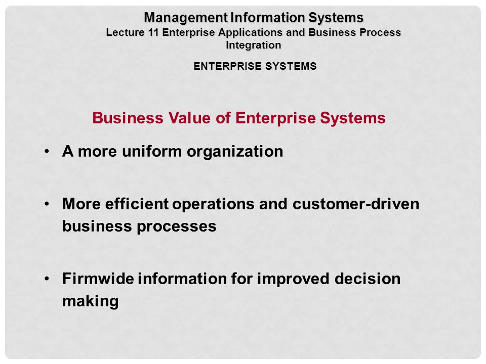 Business Value of Enterprise Systems