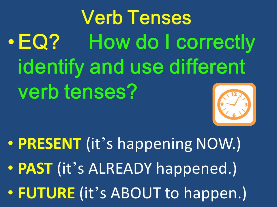EQ How do I correctly identify and use different verb tenses