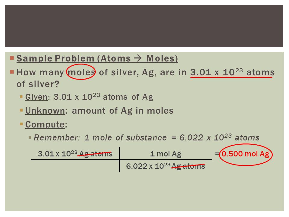 Sample Problem (Atoms  Moles)