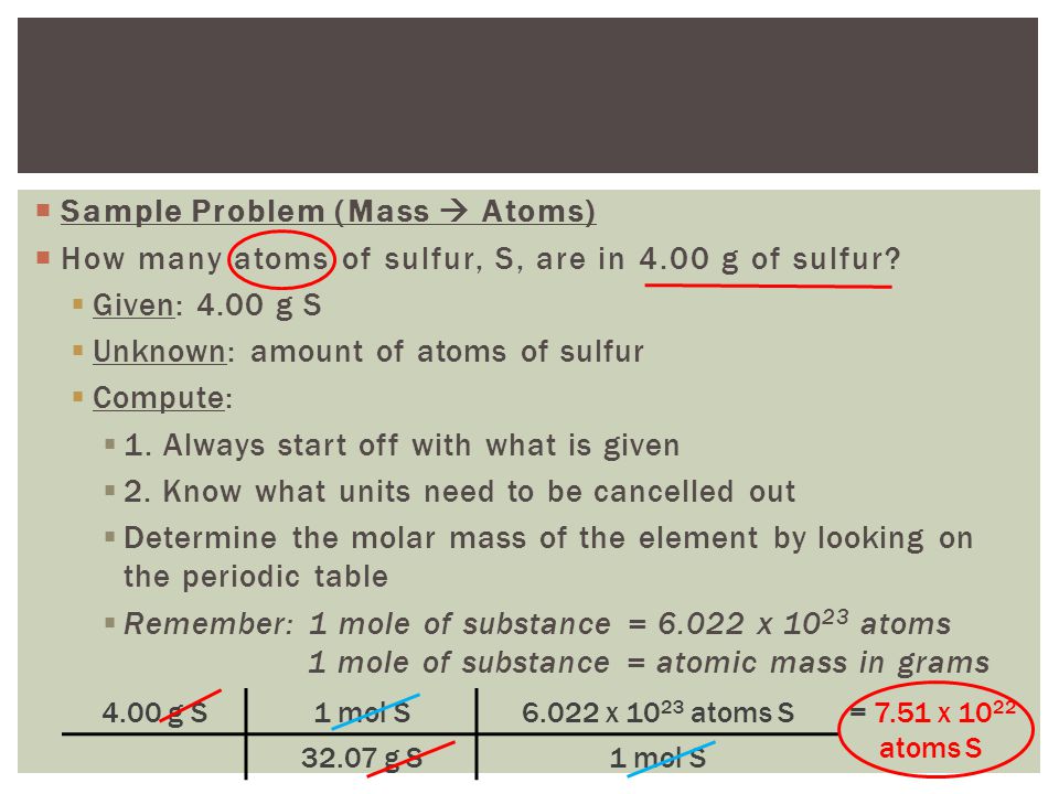 Sample Problem (Mass  Atoms)