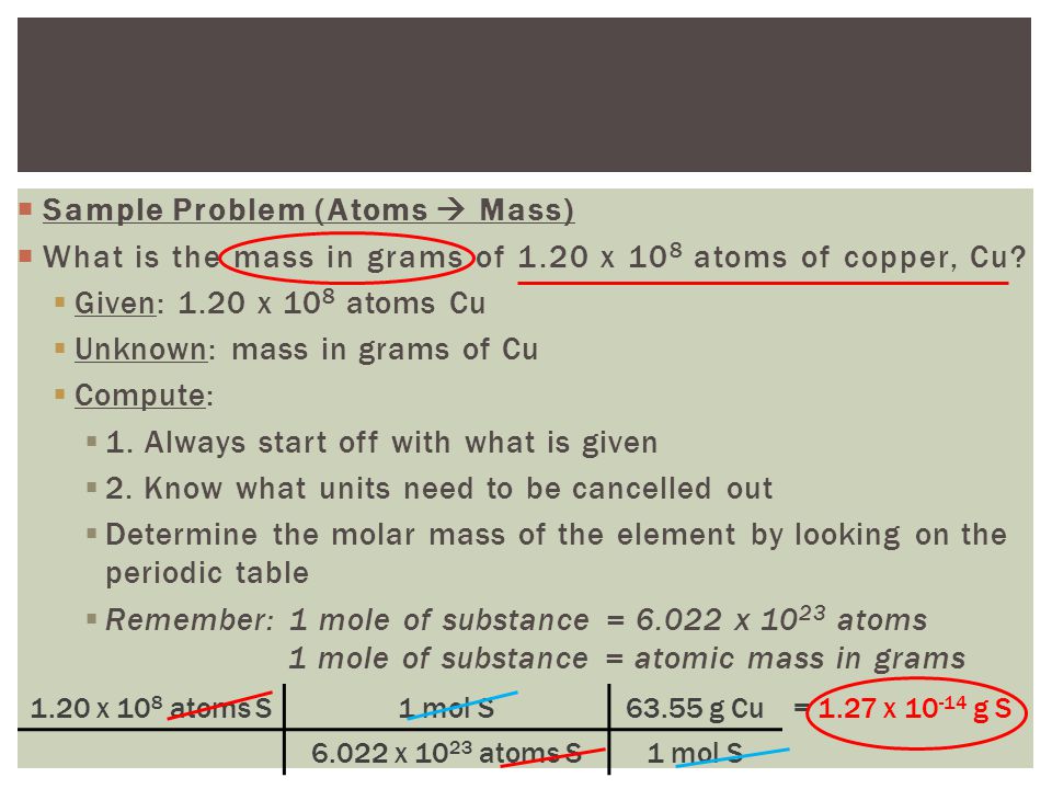 Sample Problem (Atoms  Mass)