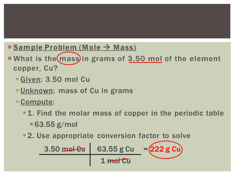 Sample Problem (Mole  Mass)