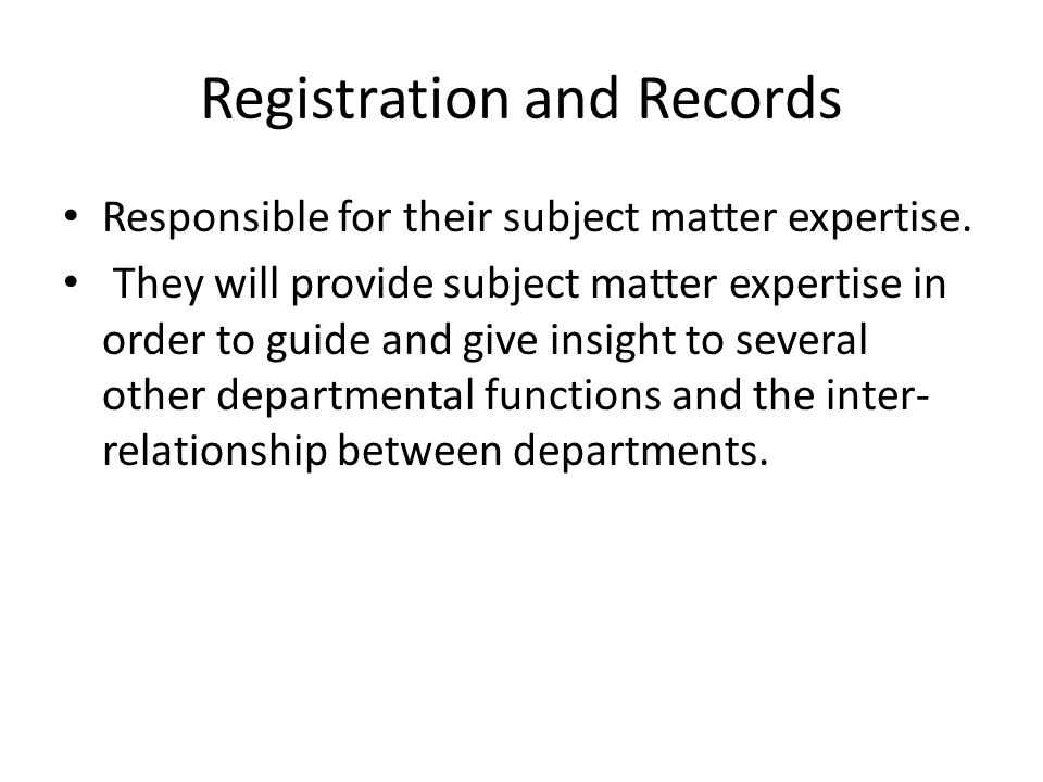 Registration and Records