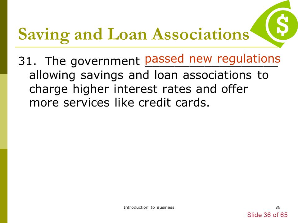 Saving and Loan Associations