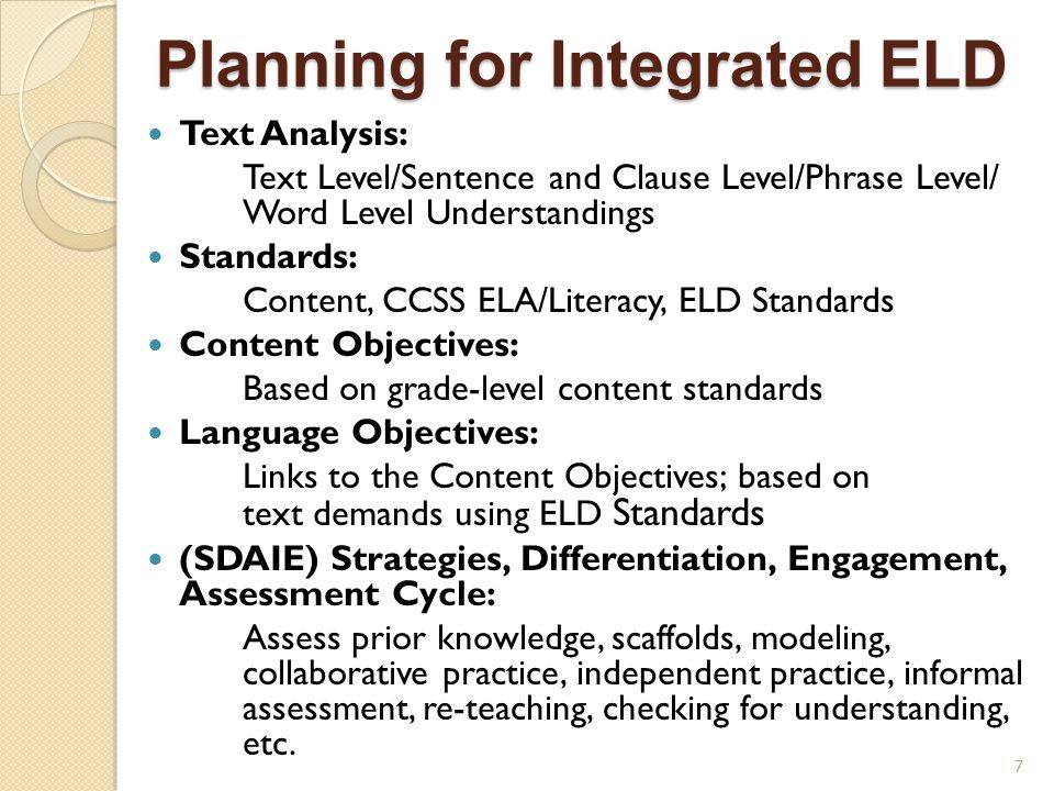Planning for Integrated ELD