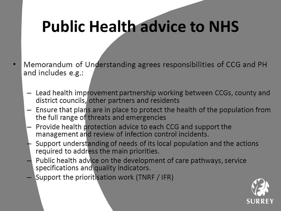 Public Health advice to NHS