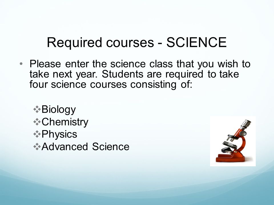 Required courses - SCIENCE