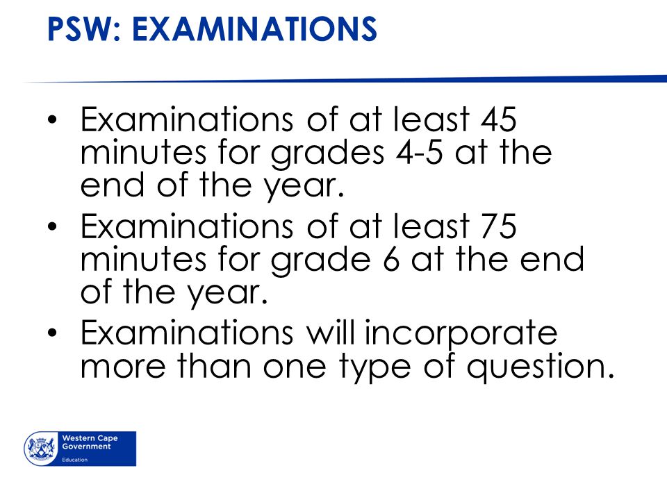 Examinations will incorporate more than one type of question.