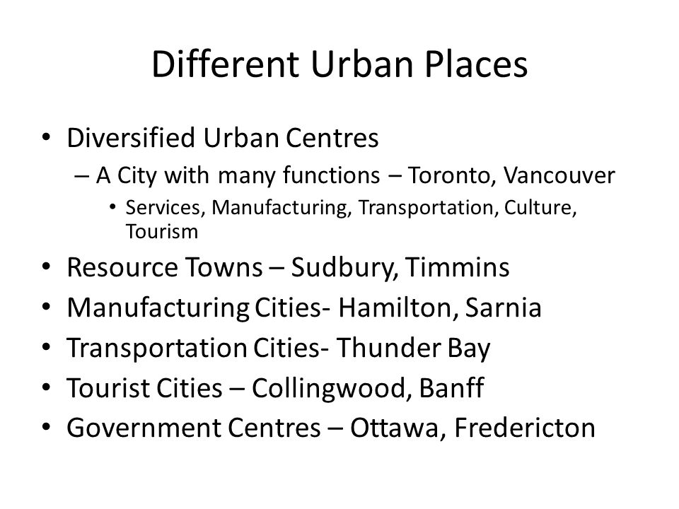 Different Urban Places