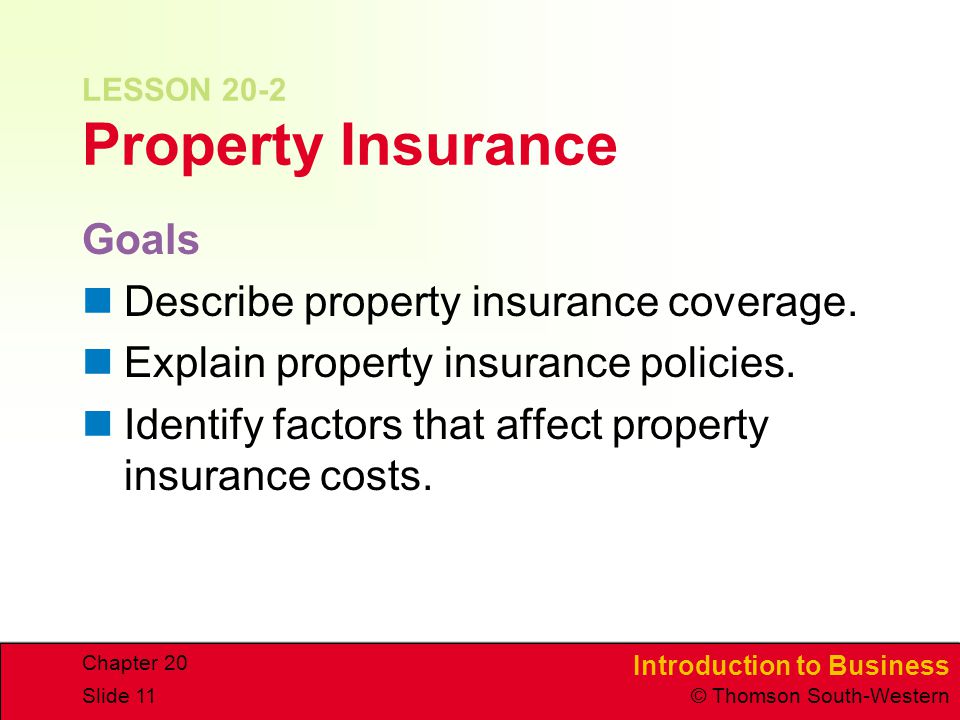LESSON 20-2 Property Insurance