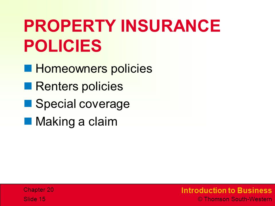 PROPERTY INSURANCE POLICIES