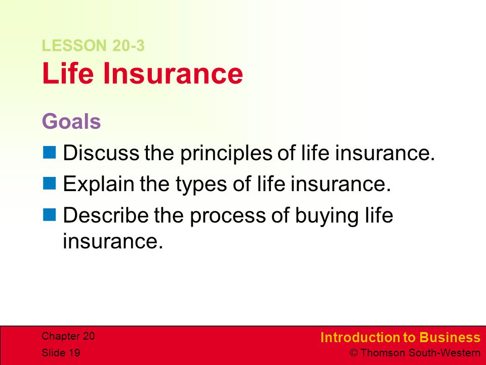 LESSON 20-3 Life Insurance