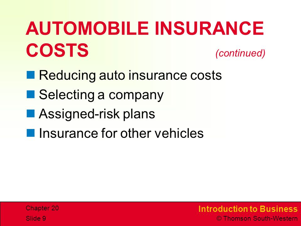 AUTOMOBILE INSURANCE COSTS