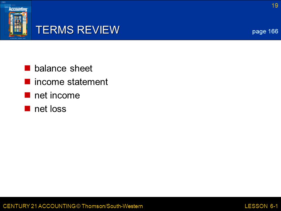 TERMS REVIEW balance sheet income statement net income net loss