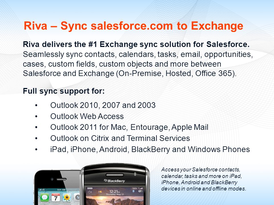 Riva – Sync salesforce.com to Exchange