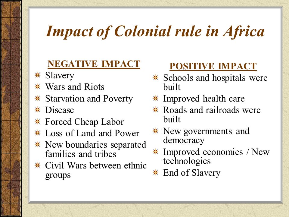 Impact of Colonial rule in Africa