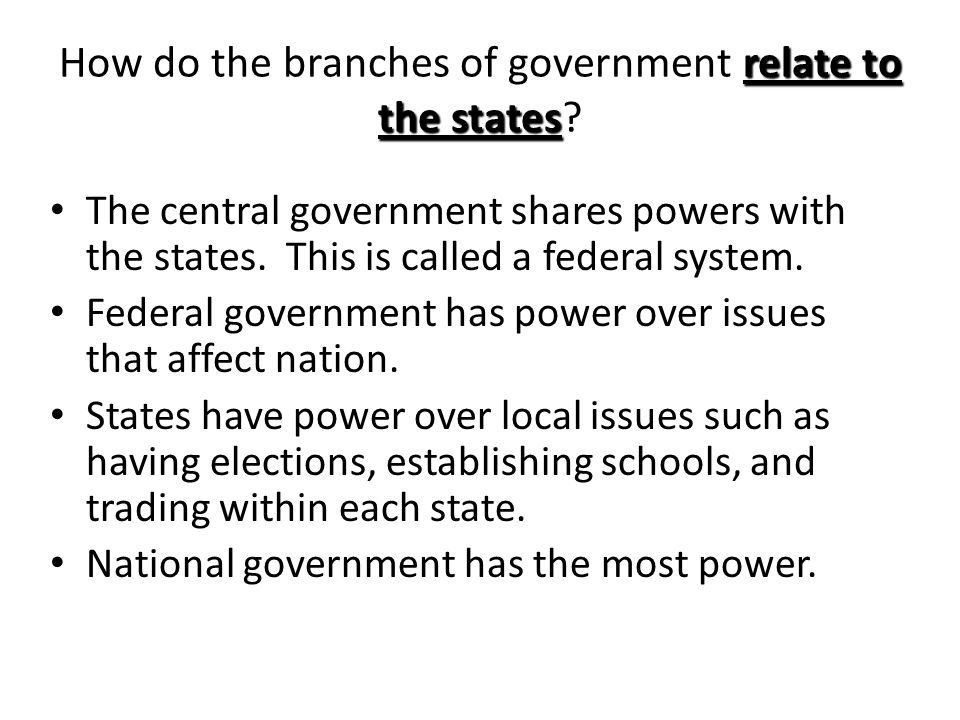 How do the branches of government relate to the states