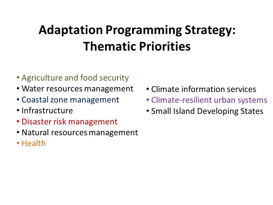 Adaptation Programming Strategy: Thematic Priorities