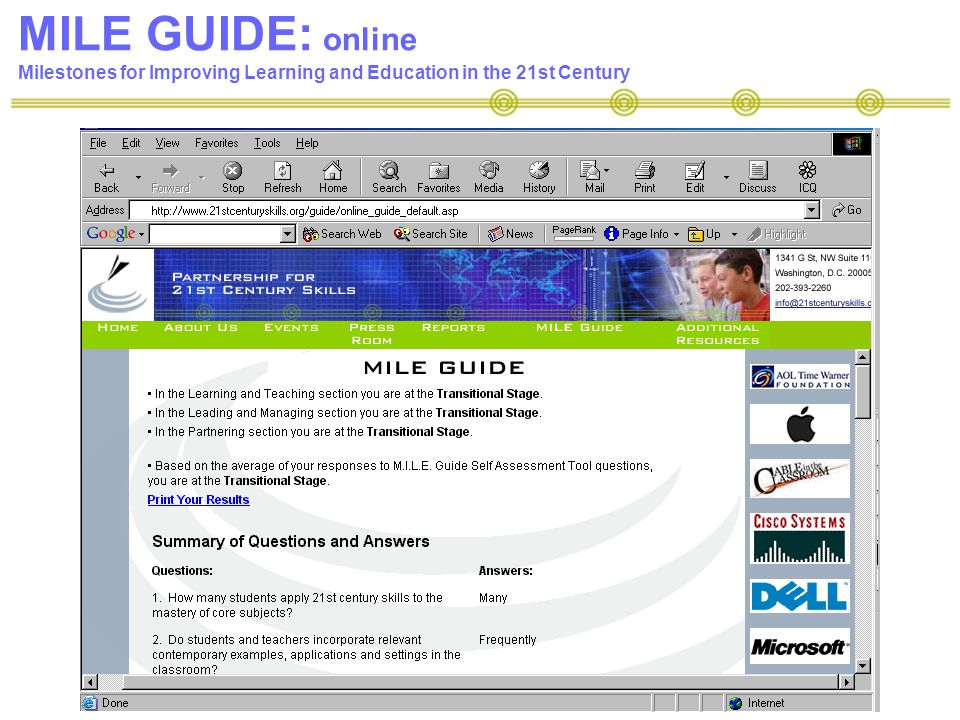 MILE GUIDE: online Milestones for Improving Learning and Education in the 21st Century