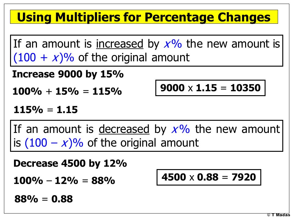 Using Multipliers for Percentage Changes