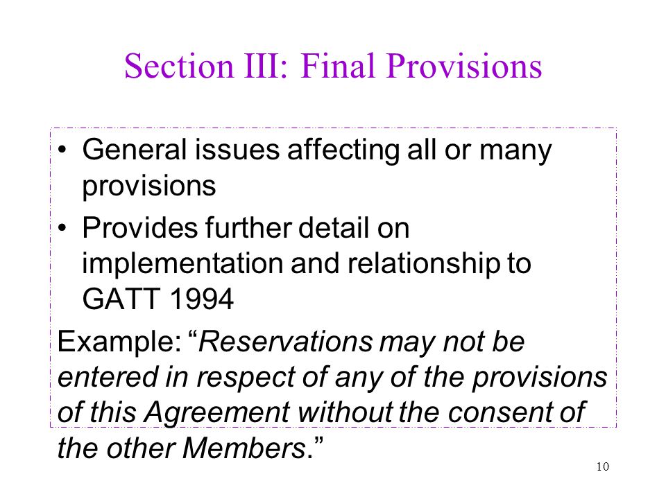 Section III: Final Provisions