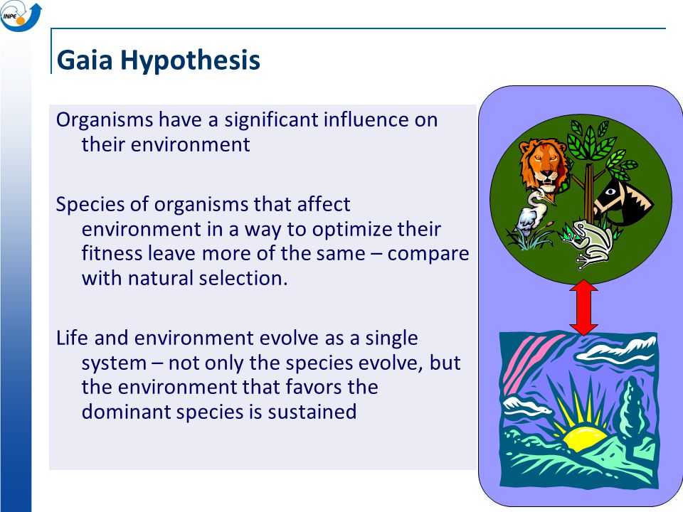 Gaia Hypothesis Organisms have a significant influence on their environment.