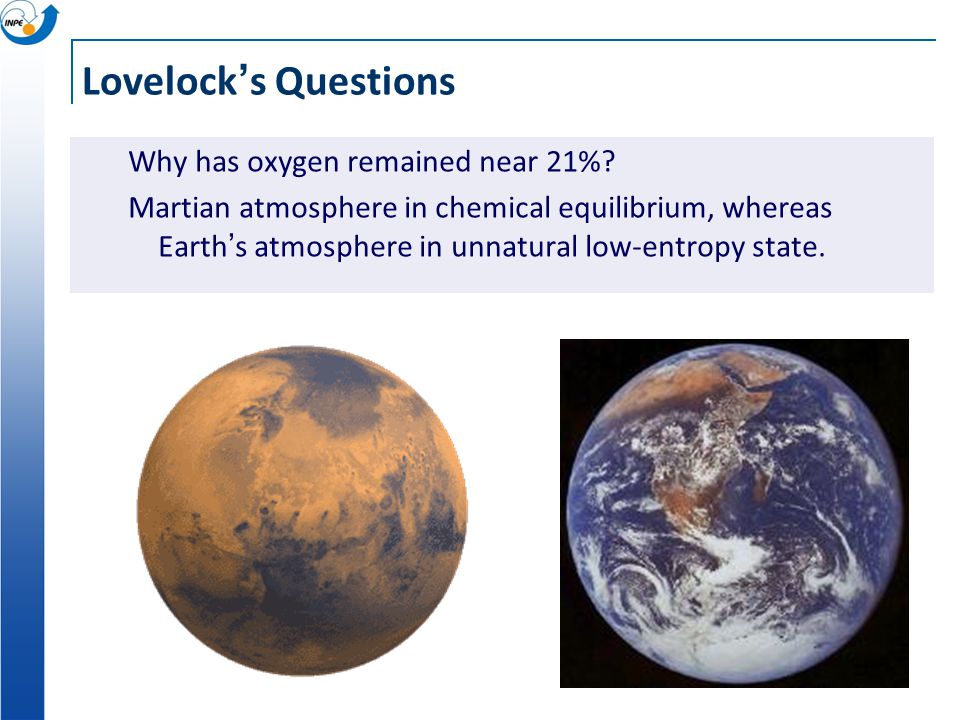 Lovelock’s Questions Why has oxygen remained near 21%