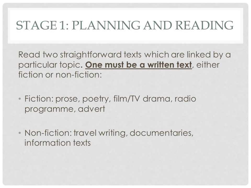 Stage 1: planning and reading