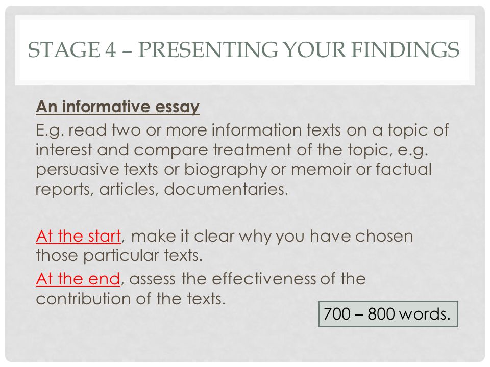 Stage 4 – presenting your findings