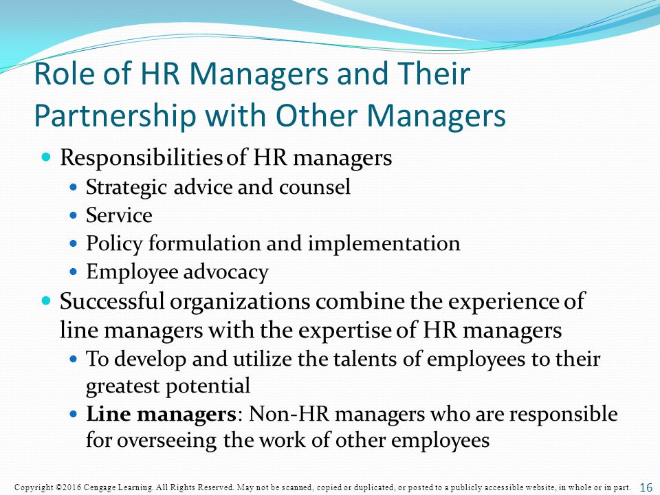 Role of HR Managers and Their Partnership with Other Managers