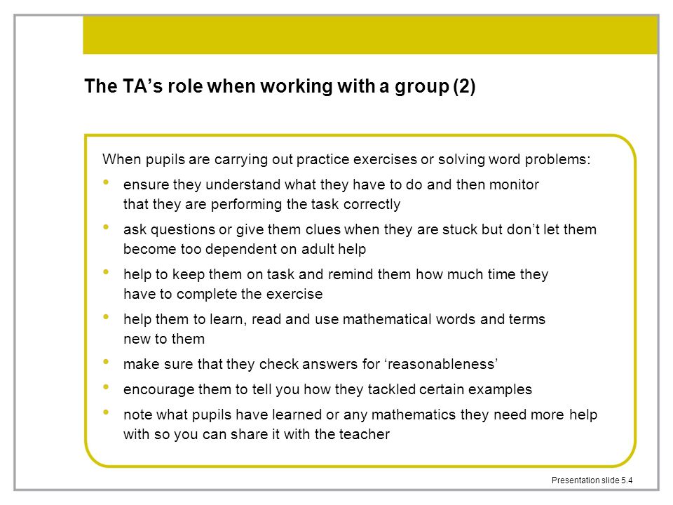 The TA’s role when working with a group (2)