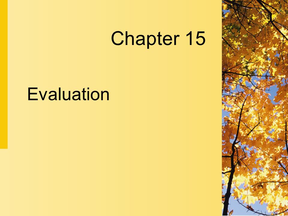 Chapter 15 Evaluation