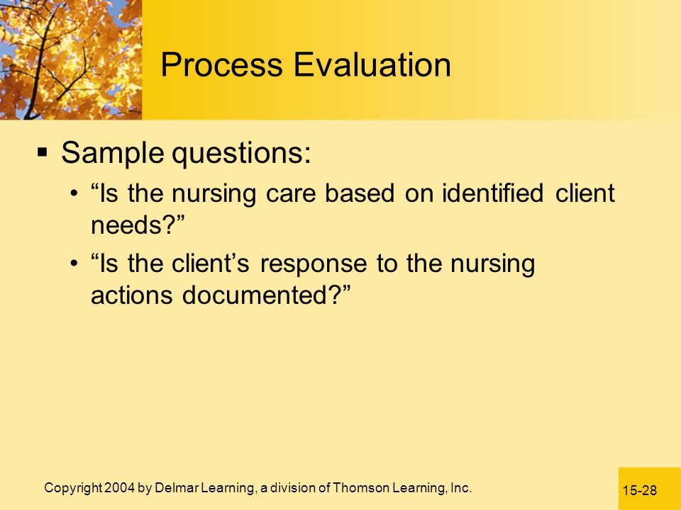 Process Evaluation Sample questions: