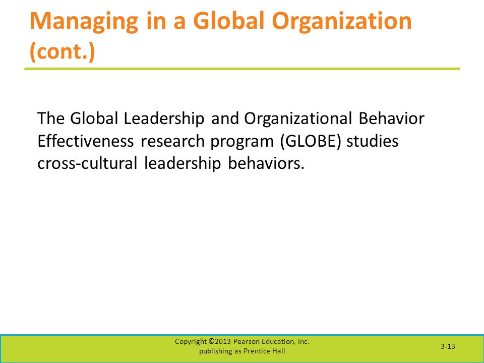 Managing in a Global Organization (cont.)