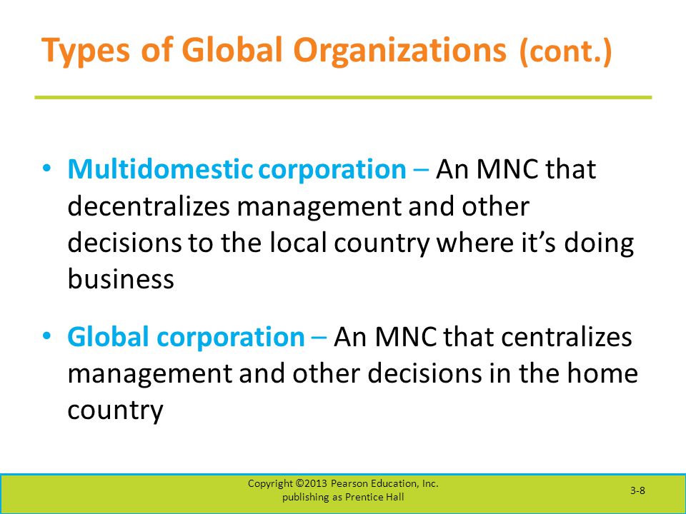 Types of Global Organizations (cont.)