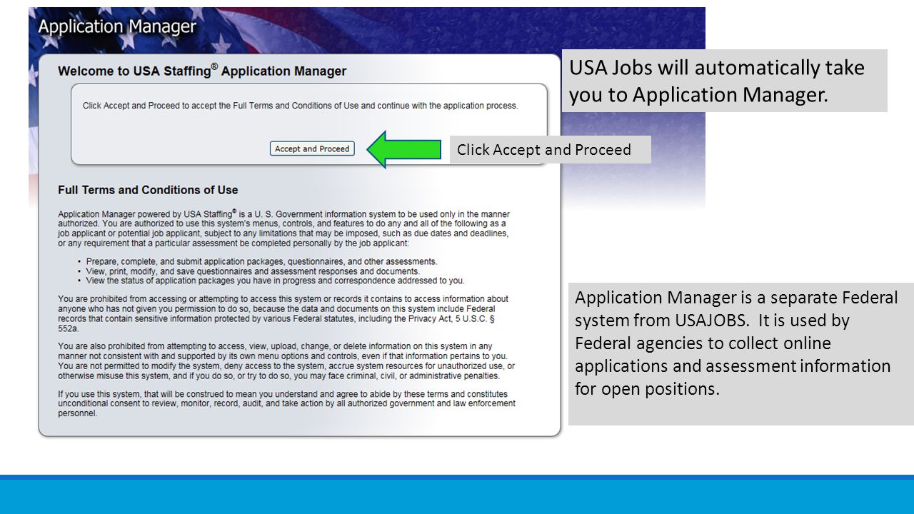 USA Jobs will automatically take you to Application Manager.