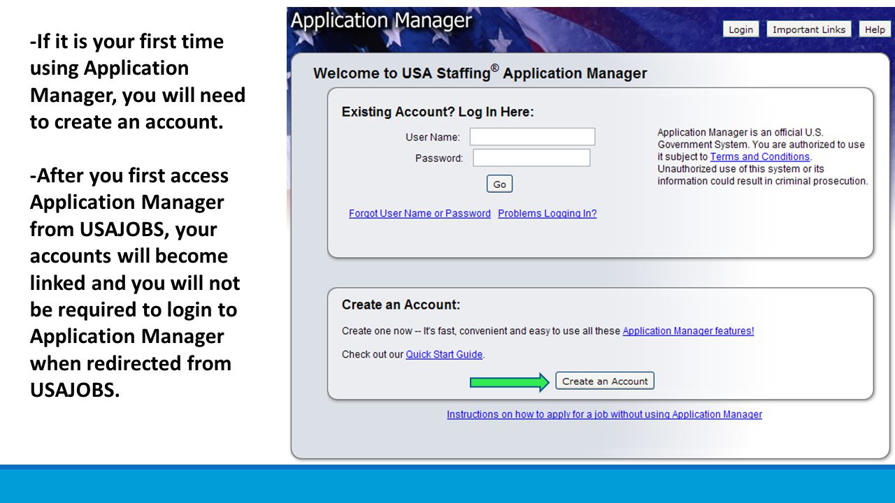 -If it is your first time using Application Manager, you will need to create an account.