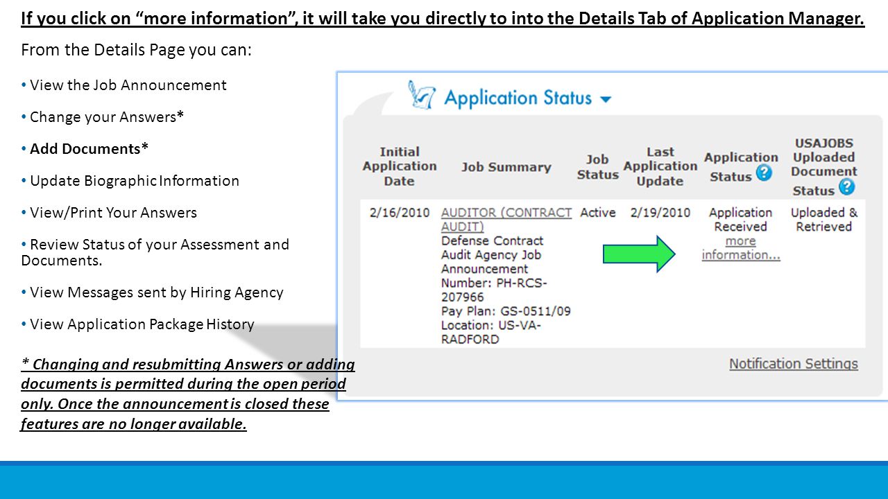If you click on more information , it will take you directly to into the Details Tab of Application Manager.