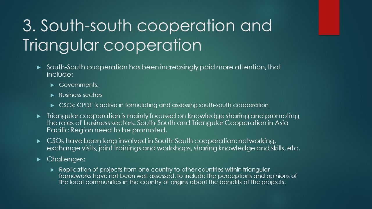 3. South-south cooperation and Triangular cooperation