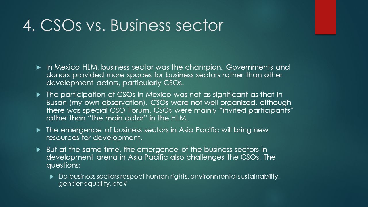 4. CSOs vs. Business sector