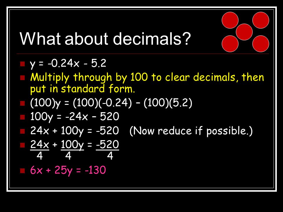 What about decimals y = -0.24x - 5.2