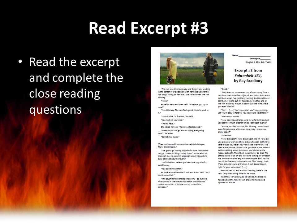 Read Excerpt #3 Read the excerpt and complete the close reading questions.