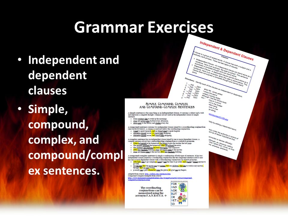 Grammar Exercises Independent and dependent clauses