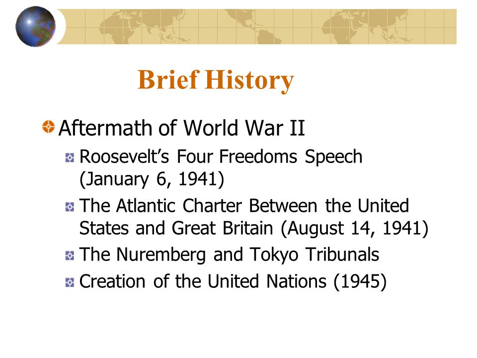 Brief History Aftermath of World War II