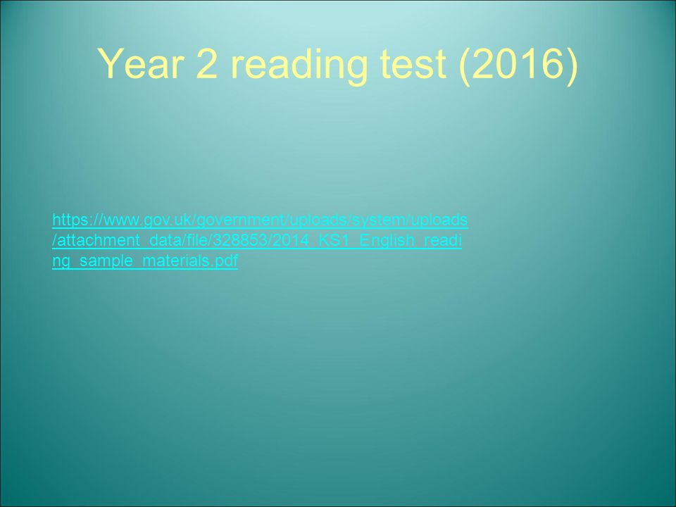 Year 2 reading test (2016)