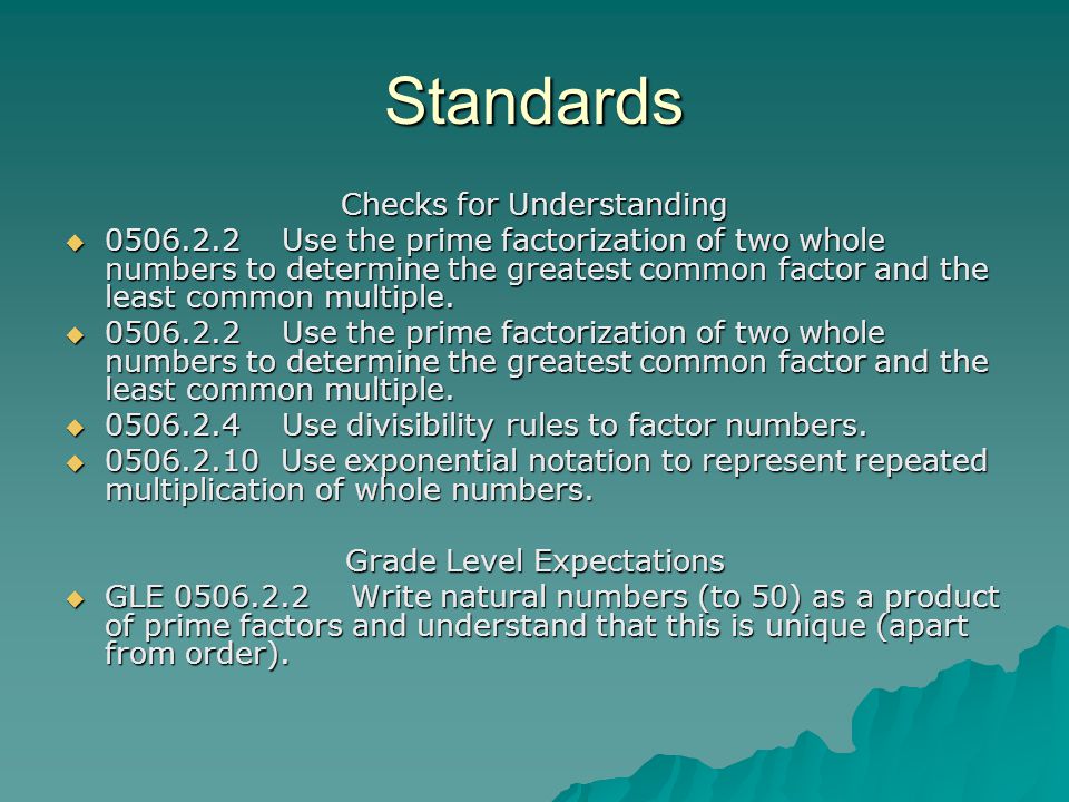 Standards Checks for Understanding