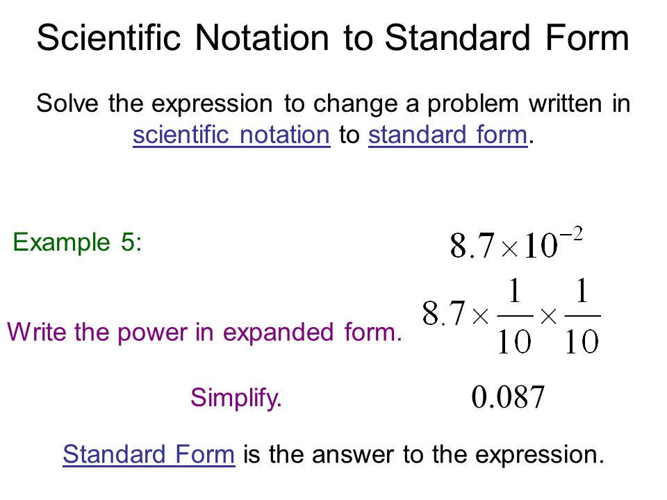 Scientific Notation to Standard Form