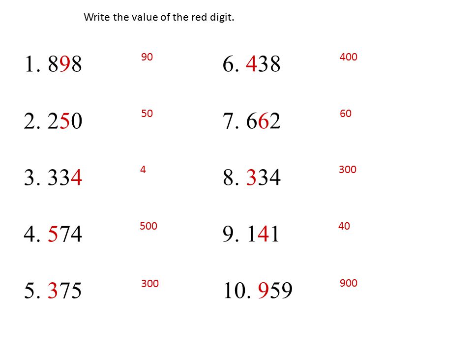 Write the value of the red digit.